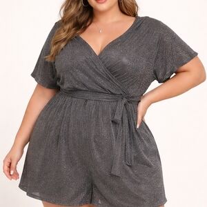 Torrid Elegant Black & Silver Romper